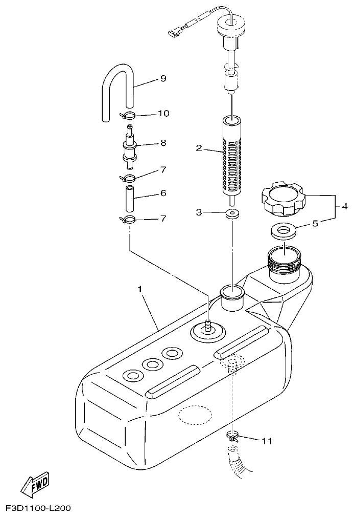 Yamaha F3D3 OIL TANK parts diagram
